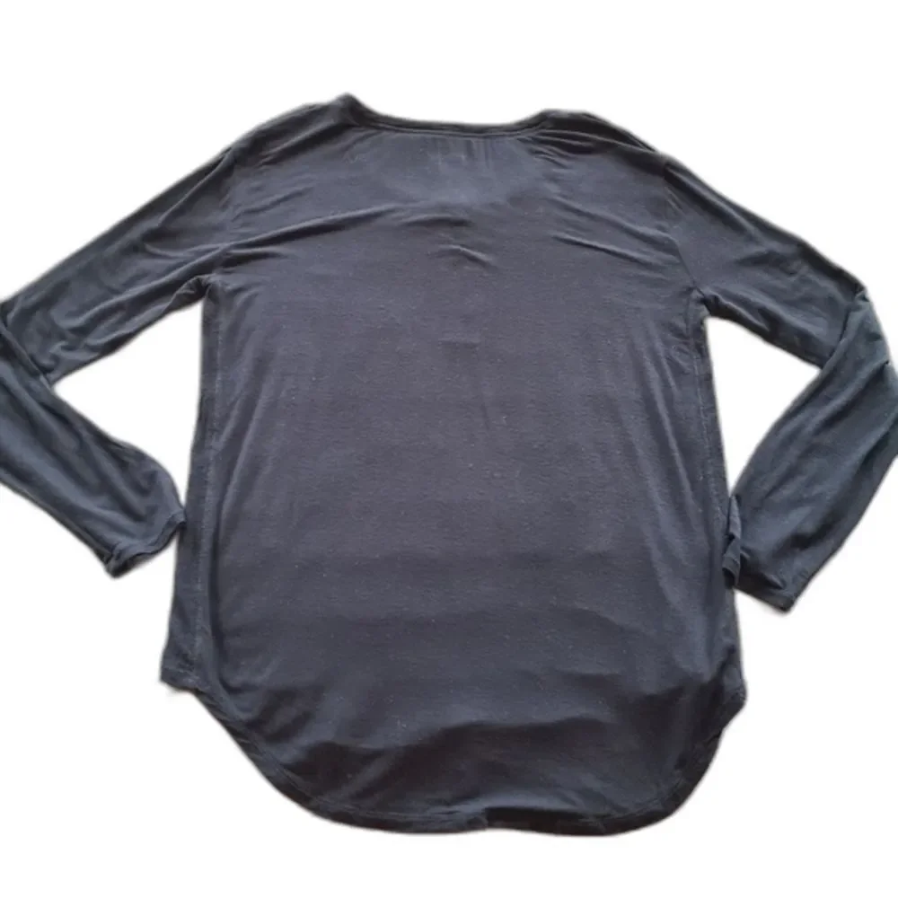 DKNY Henley Long Sleeve Top Black Sz S - Picture 4 of 8